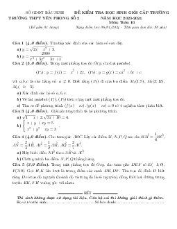 Đề học sinh giỏi Toán 10 năm 2023 – 2024 trường THPT Yên Phong 2 – Bắc Ninh