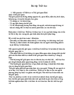 Bài tập Triết học - Triết học Mác - Lênin | Trường Đại học CNTT Thành Phố Hồ Chí Minh