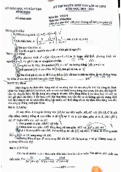 Đề thi tuyển sinh vào 10 môn Toán của Sở GD&ĐT Bình Định năm học 2024 - 2025