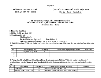 Phụ lục 1 môn Ngữ văn lớp 8 Cánh diều 2023-2024