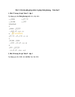 Giải Toán 9 bài 3: Liên hệ giữa phép nhân và phép khai phương