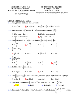 Đề thi học kì 2 Toán 12 năm 2019 – 2020 trường Trần Cao Vân – TP HCM