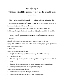 Viết đoạn văn ghi lại cảm xúc về một bài thơ bốn chữ hoặc năm chữ | Văn mẫu lớp 7 Chân trời sáng tạo