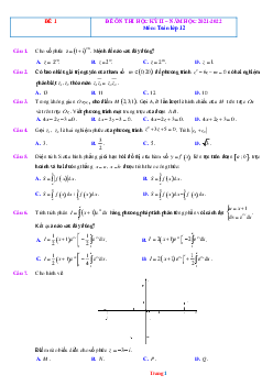 Đề Ôn Thi HK2 Toán 12 Có Lời Giải Chi Tiết Năm Học 2021-2022-Đề 1