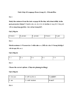 Giải Tiếng Anh 8 Unit 6: Language Focus | Friends Plus