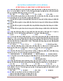Bài tập trắc nghiệm môn vật lý 9 Bài 8 Sự phụ thuộc của điện trở vào tiết diện dây dẫn (có đáp án)