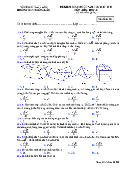 Đề kiểm tra 45 phút Hình học 12 chương 1 năm 2018 – 2019 trường Ngô Sĩ Liên – Bắc Giang