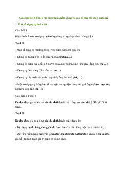 KHTN 8 Bài 1: Sử dụng hoá chất, dụng cụ và các thiết bị điện an toàn - Chân trời sáng tạo
