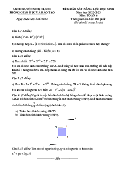 Đề khảo sát năng lực Toán 6 năm 2022 – 2023 phòng GD&ĐT Ninh Giang – Hải Dương