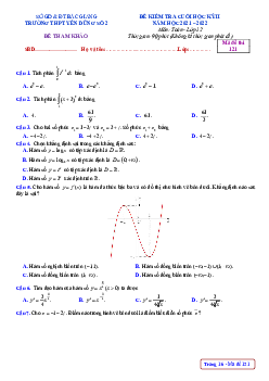 Đề tham khảo cuối kỳ 2 Toán 12 năm 2021 – 2022 trường Yên Dũng 2 – Bắc Giang