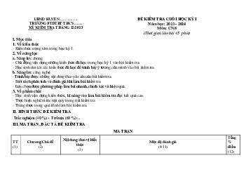 Đề thi học kì 1 môn Công nghệ 8 năm 2023 - 2024 sách KNTT - Đề 1