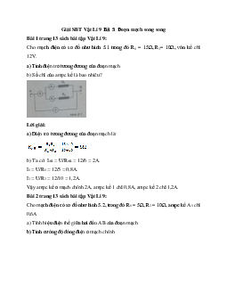 Giải SBT Lý 9 bài 5 Đoạn mạch song song