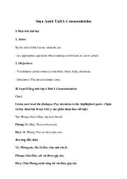 Giải Tiếng Anh 6 Unit 1: Communication | Global Success