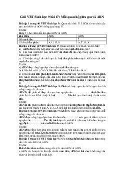 Giải bài tập VBT Sinh học lớp 9 bài 17: Mối quan hệ giữa gen và ARN