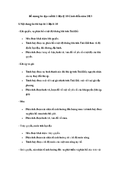 Đề cương ôn tập học kì 1 môn Địa lí 10 năm 2023 - 2024 (Sách mới) | Cánh diều