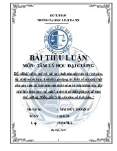 Bài tiểu luận - Khái niệm, vai trò, các quy luật của xúc cảm và tình cảm môn Tâm lý học đại cương | Trường Đại học Luật Hà Nội