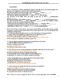 Đề ôn luyện thi chuyên Tiếng Anh