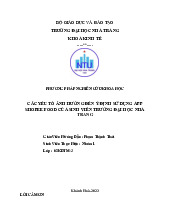 Các yếu tố ảnh hưởng đến ý định sử dụng App Shopee Food của sinh viên Trường Đại học Nha Trang môn  Phương pháp nghiên cứu khoa học | Trường Đại Học Nha Trang