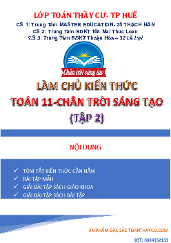 Làm chủ kiến thức Toán 11 Chân Trời Sáng Tạo (tập 2) – Trần Đình Cư