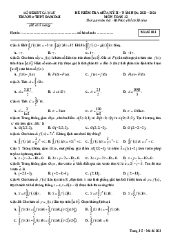 Đề giữa kỳ 2 Toán 12 năm 2023 – 2024 trường THPT Đầm Dơi – Cà Mau