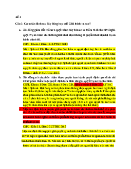 Đề cương ôn tập nhận định môn Luật Tố tụng hành chính có lời giải