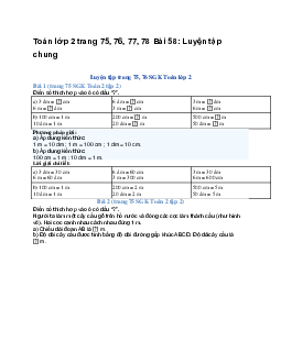Toán lớp 2 trang 75, 76, 77, 78 Bài 58: Luyện tập chung | Kết nối tri thức
