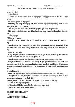 Giáo án Toán 6: Số thập phân và các phép toán