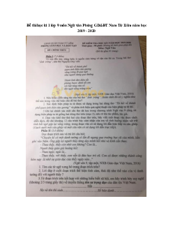 Đề thi học kì 1 lớp 9 môn Ngữ văn Phòng GD&ĐT Nam Từ Liêm năm học 2019 - 2020