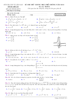 Đề thi thử THPT Quốc gia môn Toán năm 2019 sở GD&ĐT Bình Thuận