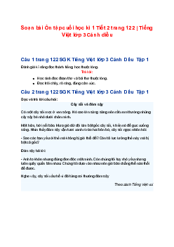 Soạn bài Ôn tập cuối học kì 1 Tiết 2 trang 122 | Tiếng Việt lớp 3 Cánh diều