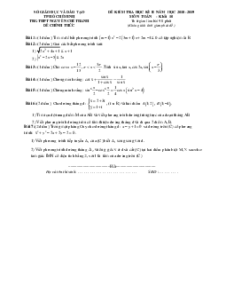 Đề thi HK2 Toán 10 năm 2018 – 2019 trường THPT Nguyễn Chí Thanh – TP HCM