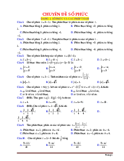 Bài tập trắc nghiệm Toán 12 chương 4: Số phức