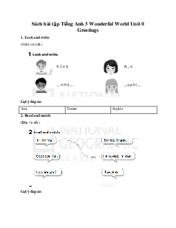 Giải Sách bài tập Tiếng Anh 3 Wonderful World Unit 0 Greetings