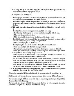 Câu hỏi lượng giá môn Sinh lý bệnh / Đại học nội vụ Hà Nội