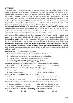 PASSAGE 27_Theme 6. Health and Lifestyles (Sức khỏe và lối sống)