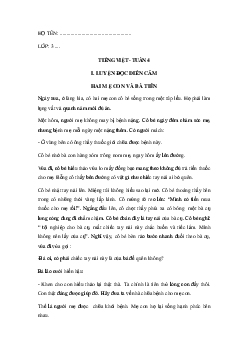 Phiếu bài tập cuối tuần tiếng Việt lớp 3 Tuần 4 (cơ bản số 2) |  Kết nối tri thức