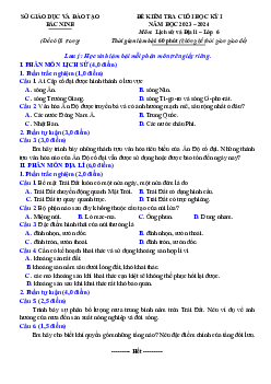 Đề thi HK1 Lịch Sử Địa Lí 6 Sở GD Bắc Ninh 2023-2024 (Có đáp án)