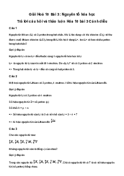 Giải Hoá học 10 Bài 3: Nguyên tố hóa học | Cánh diều