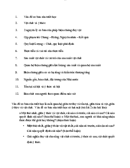 Đề cương cuối kì I môn Triết học Mác -Lênin | Đại học sư phạm Hà nội 
