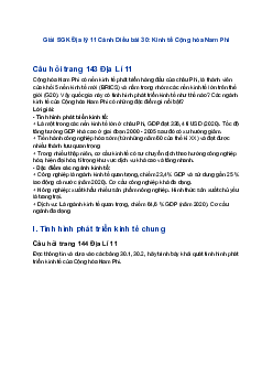 Giải SGK Địa lý 11 Cánh Diều bài 30: Kinh tế Cộng hòa Nam Phi