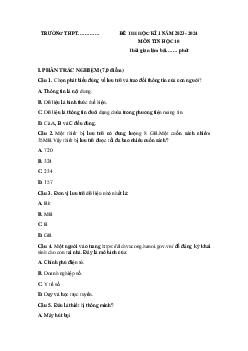 Giải đề thi học kì 1 môn Tin học 10 năm 2023 - 2024 sách Cánh diều đề 3
