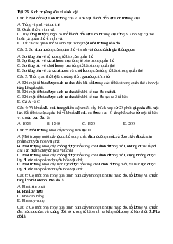 Trắc nghiệm Sinh học 10 bài 25: Sinh trưởng của vi sinh vật