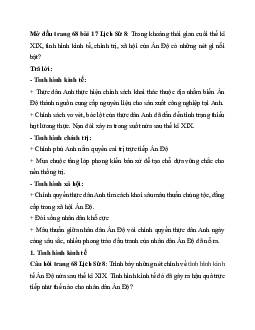 Giải SGK Lịch sử 8 bài 17: Ấn Độ | Chân trời sáng tạo