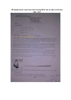 Đề thi giữa học kì 1 lớp 9 môn Toán Trường THCS Tân An Hội, Củ Chi năm 2020 - 2021