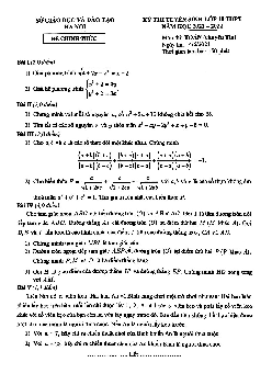 Đề tuyển sinh lớp 10 môn Toán (chuyên Tin) năm 2021 – 2022 sở GD&ĐT Hà Nội