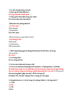 Bộ đề cương câu hỏi trắc nghiệmôn tập môn Sinh lý bệnh có đáp án