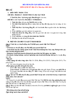 Đề cương ôn tập HK1 nôn Sử Địa 6 năm 2022-2023