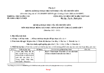 Kế hoạch dạy học môn Sử Địa lớp 7 kết nối tri thức