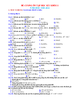 Đề cương ôn tập Hóa 11 học kì 1 năm 2021-2022 (có đáp án phần trắc nghiệm)