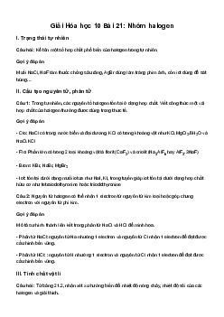 Hóa học 10 Bài 21: Nhóm halogen - sách Kết Nối Tri Thức